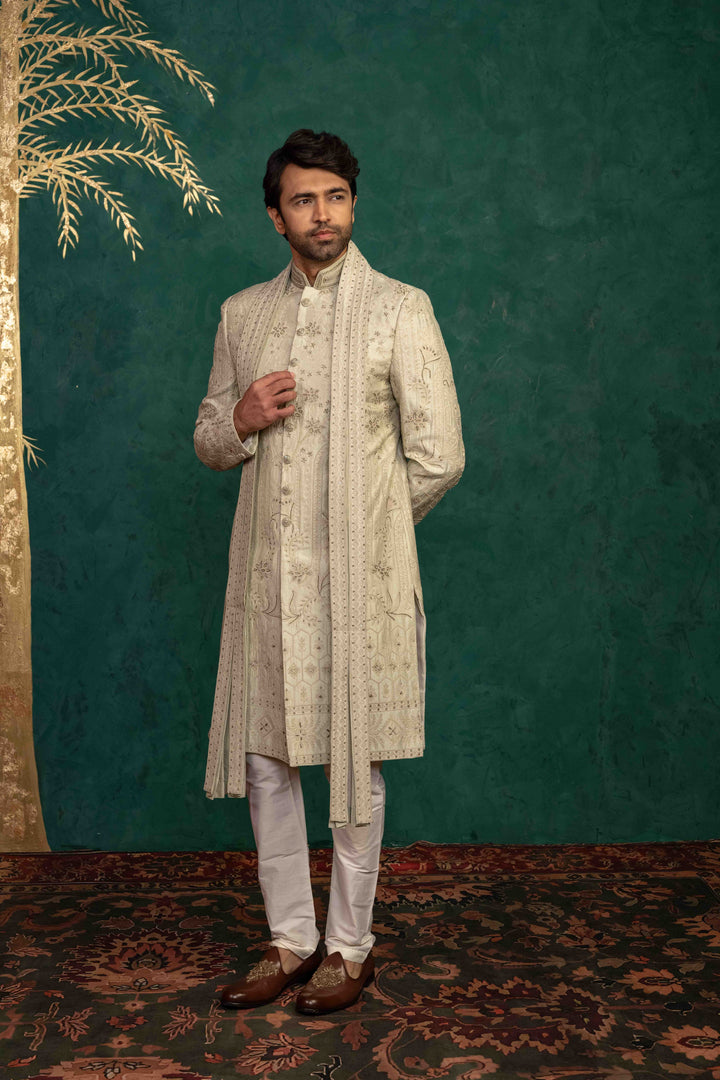 soft mint sherwani set