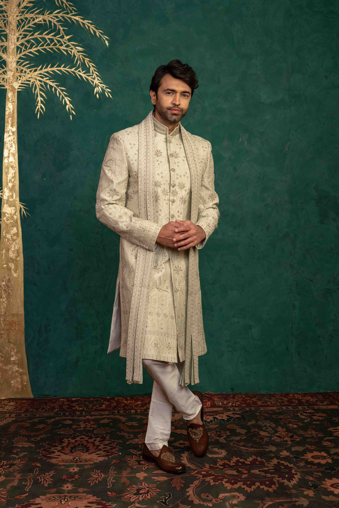 soft mint sherwani set – Image 5