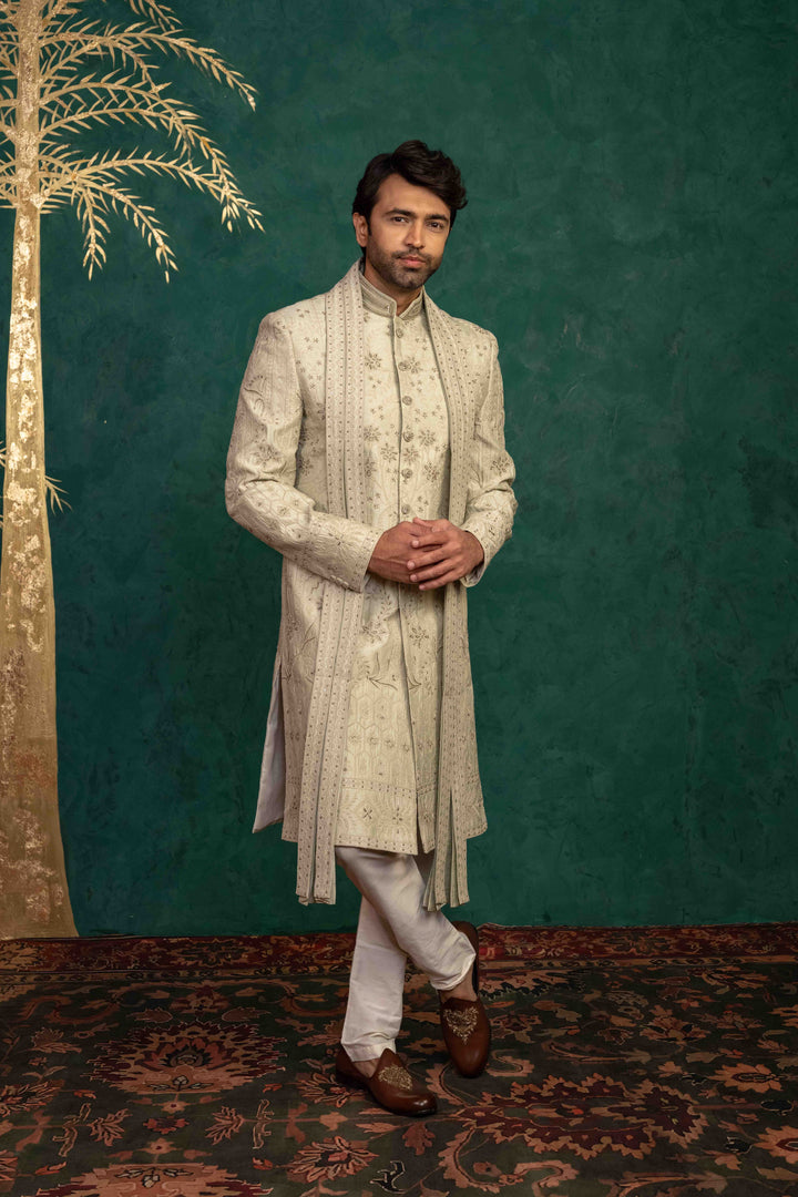 soft mint sherwani set