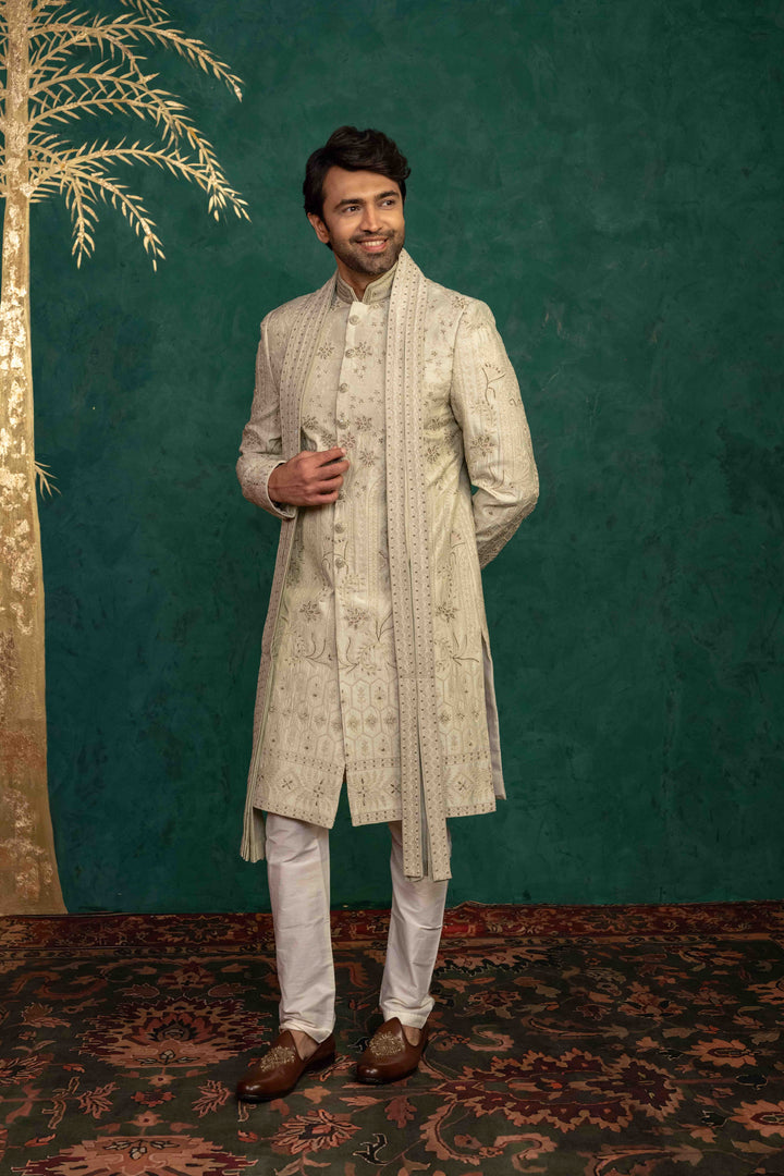 soft mint sherwani set