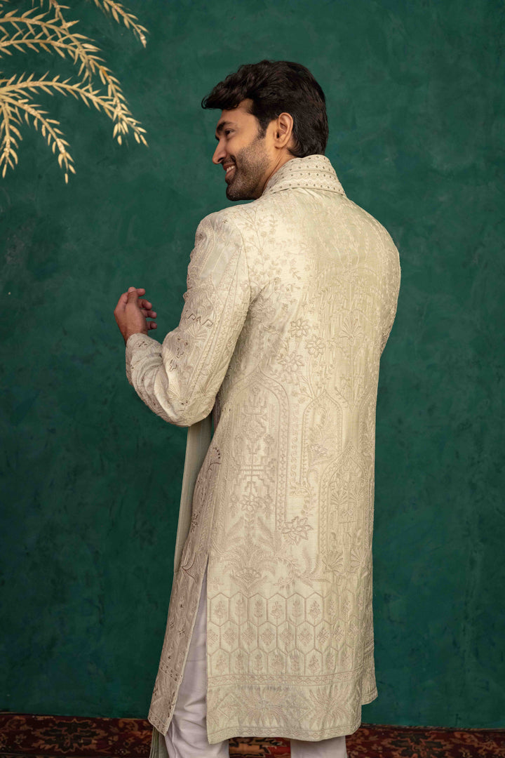 soft mint sherwani set