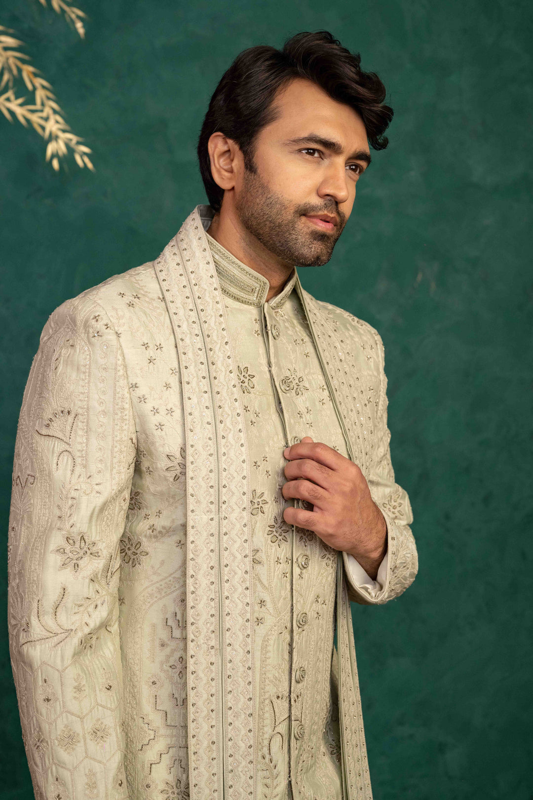 soft mint sherwani set – Image 15