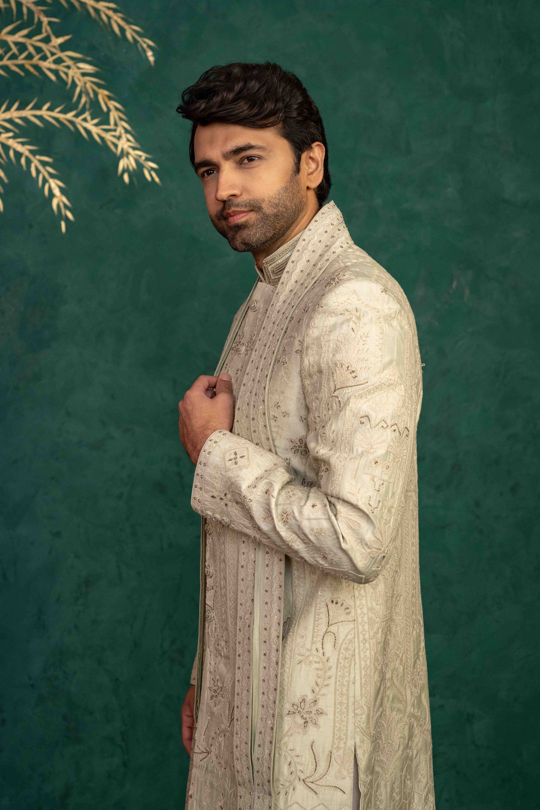 soft mint sherwani set – Image 14