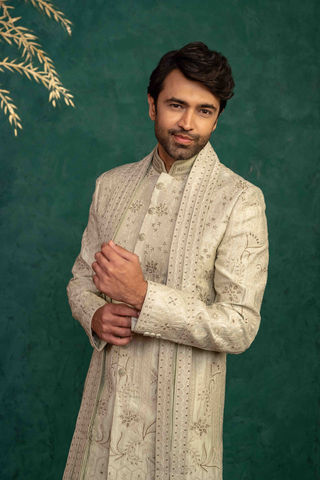 soft mint sherwani set – Image 13