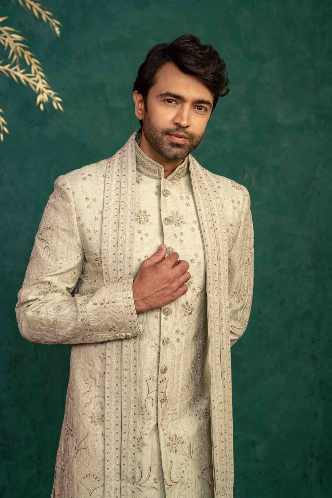 soft mint sherwani set
