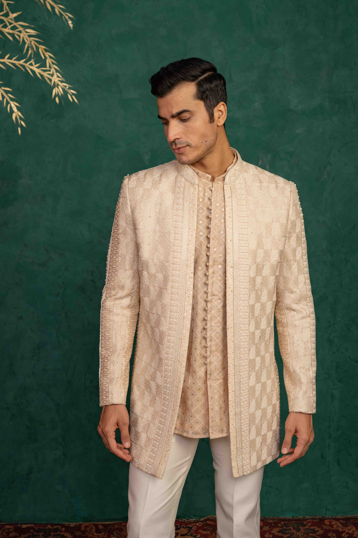 soft peach jodhpuri set