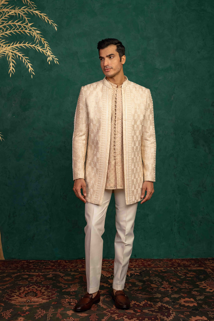 soft peach jodhpuri set