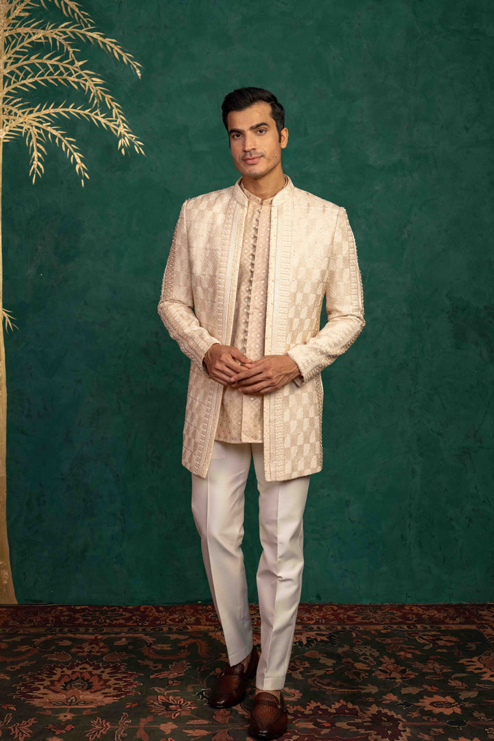 soft peach jodhpuri set