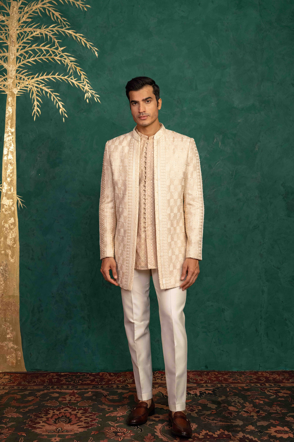 soft peach jodhpuri set