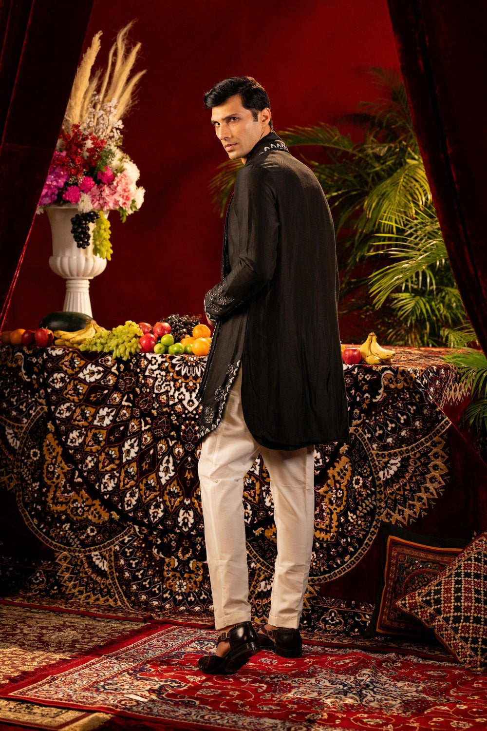 Black Bandhani-Inspired Kurta Set