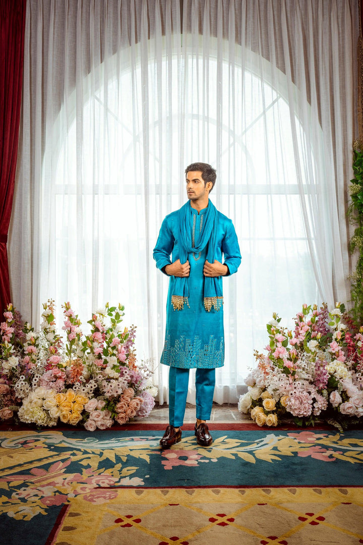 Midnight Skyline Turquoise Kurta Set