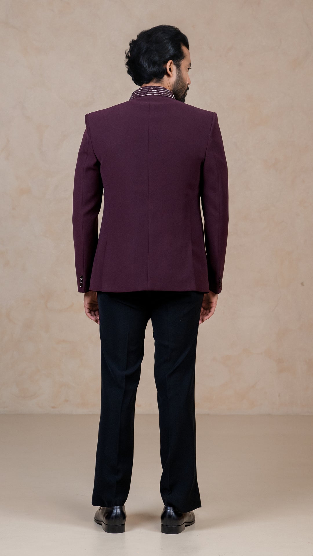 Wine Indo Western with Cutdana & Pearls – Image 5