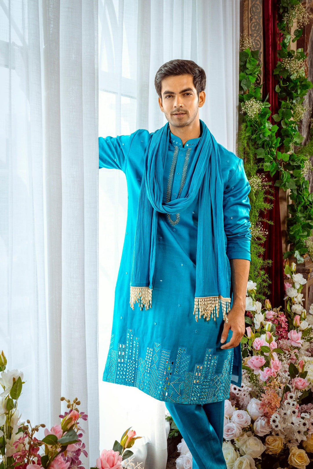 Midnight Skyline Turquoise Kurta Set