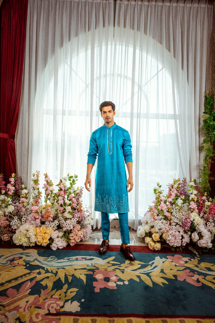Midnight Skyline Turquoise Kurta Set