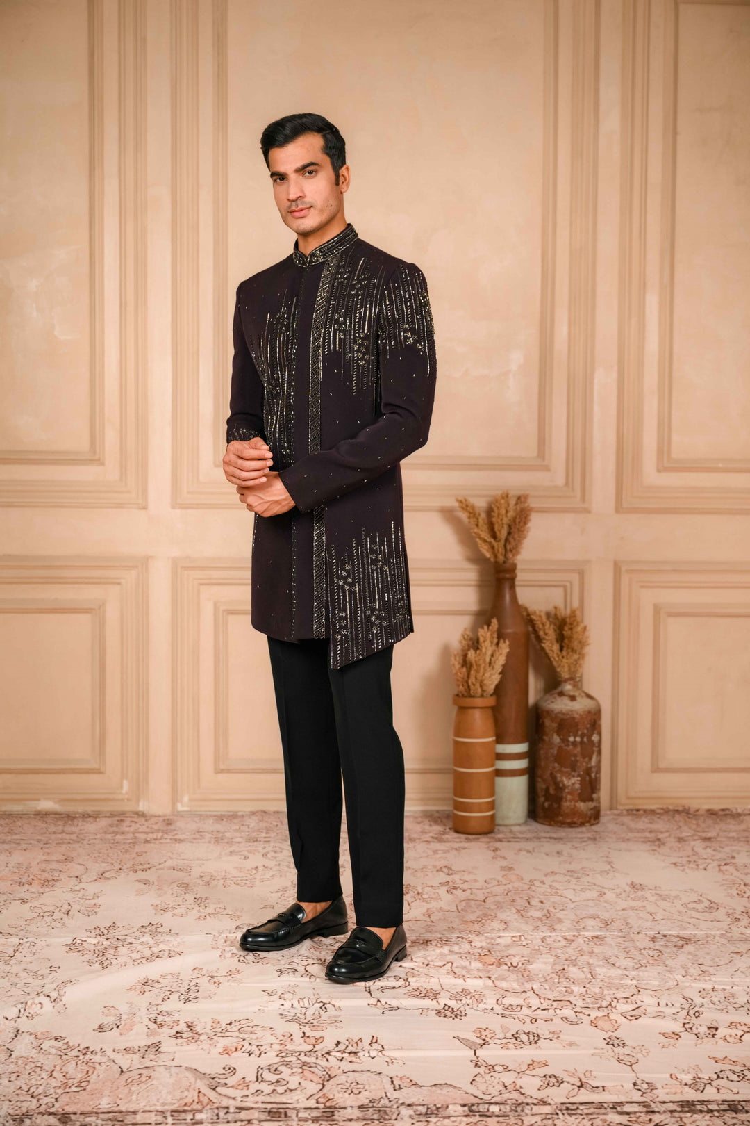 wine indo-western hand embroidered set – Image 8