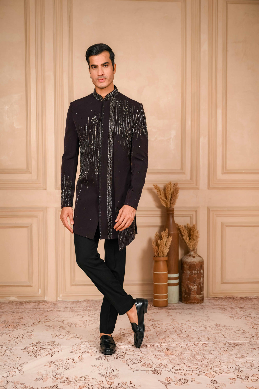 wine indo-western hand embroidered set